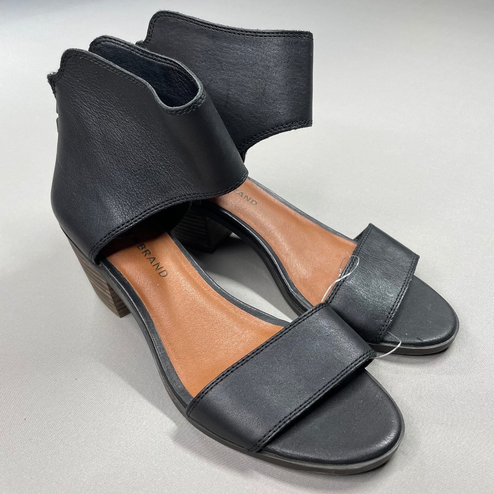 NEW Lucky Brand Shoes Womens 8 black faux leather barbina heels boho indie ankle